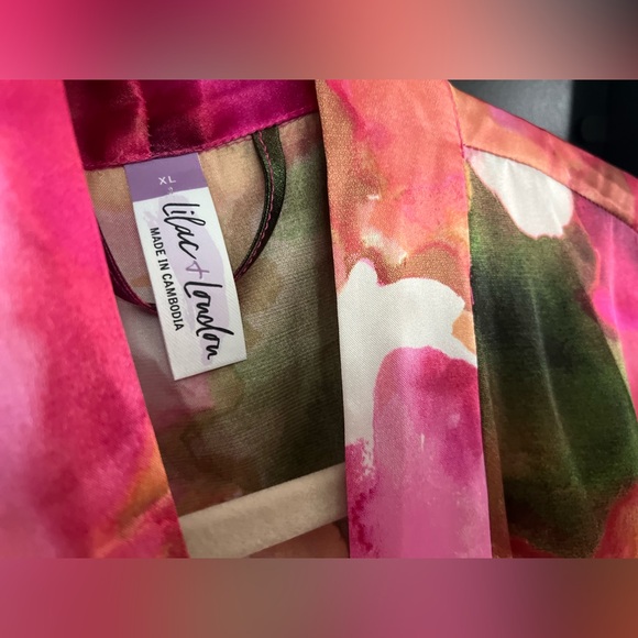 Lilac & London Floral Satin Silky Kimono Style Robe "Glam Robe" L/XL - Picture 4 of 9